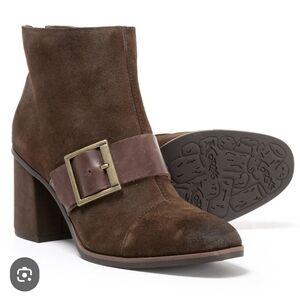 Kork-Ease Brown Ankle Booties with Buckle Detail